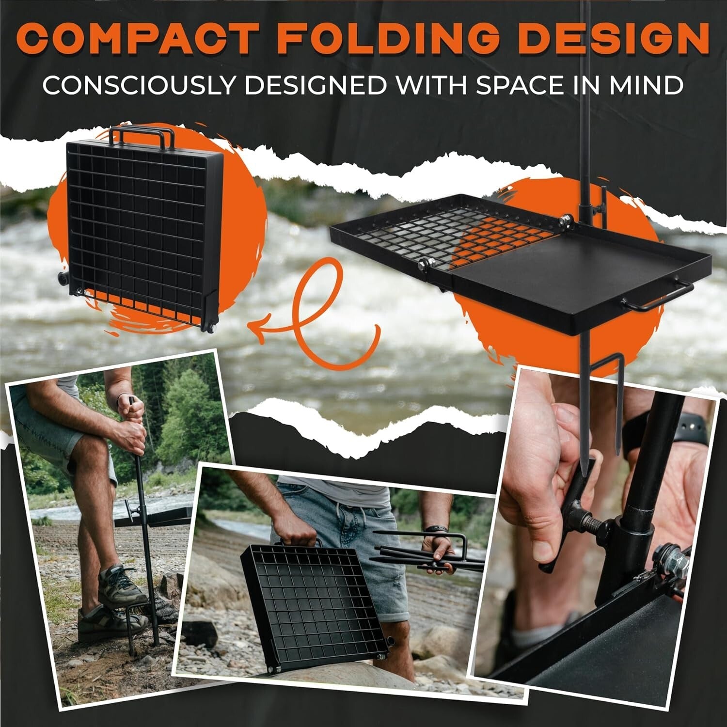 Versatile 24" Campfire Grill & Griddle - Adjustable Height for Outdoor Cooking