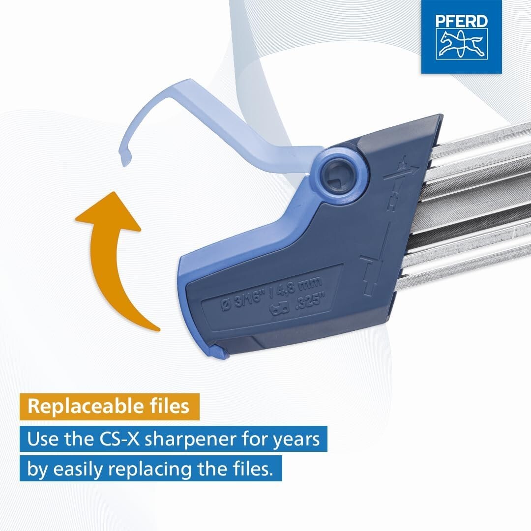 Ergonomic Manual Chain Saw Sharpener CS-X with Depth Gauge and Replacement Files