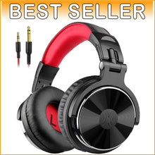 Load image into Gallery viewer, Dynamic Bass Over-Ear Studio Headphones with 50mm Drivers &amp; Dual Jacks - Red