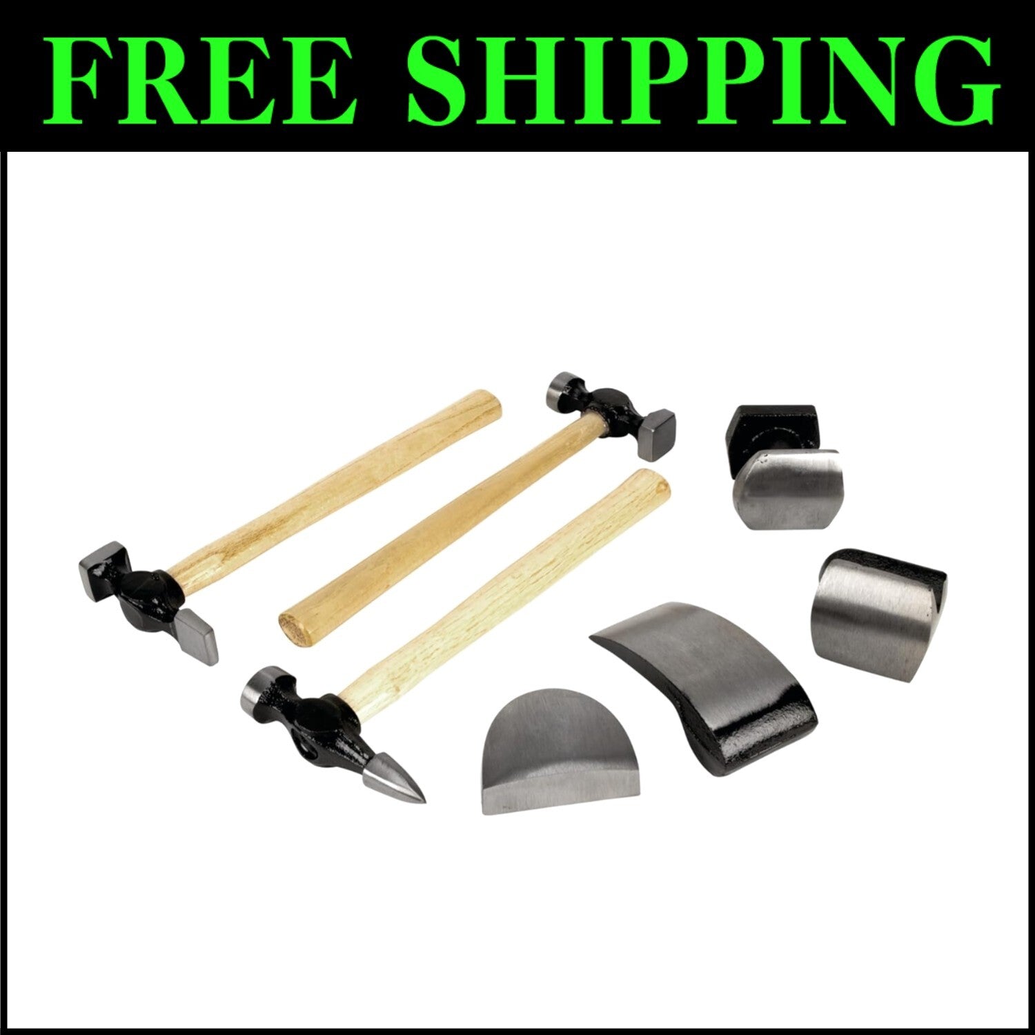 7-Piece Hammer and Dolly Set for Efficient Auto Body Work on All Surfaces