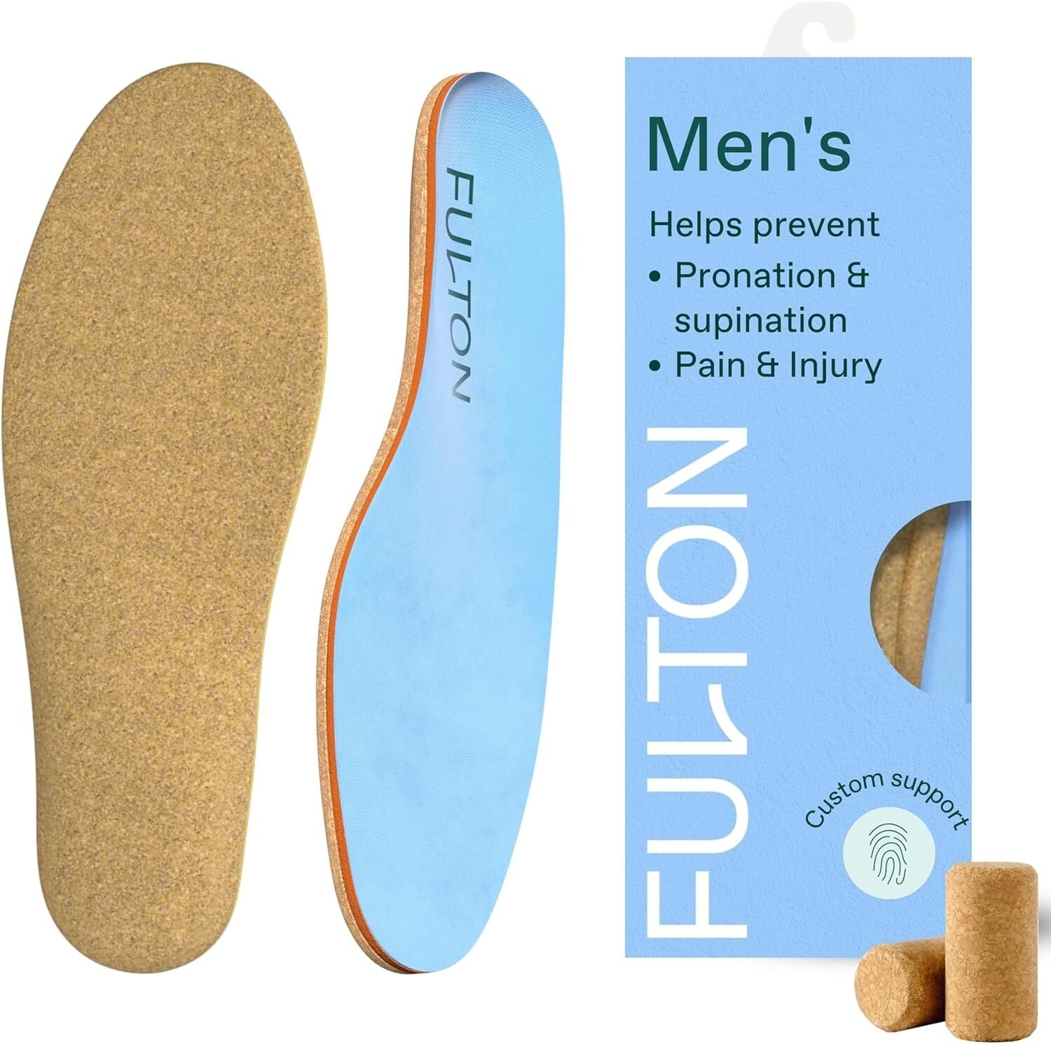 Premium Cork Athletic Insoles for Foot Pain Relief - Men's 11.5-12, Eco-Friendly