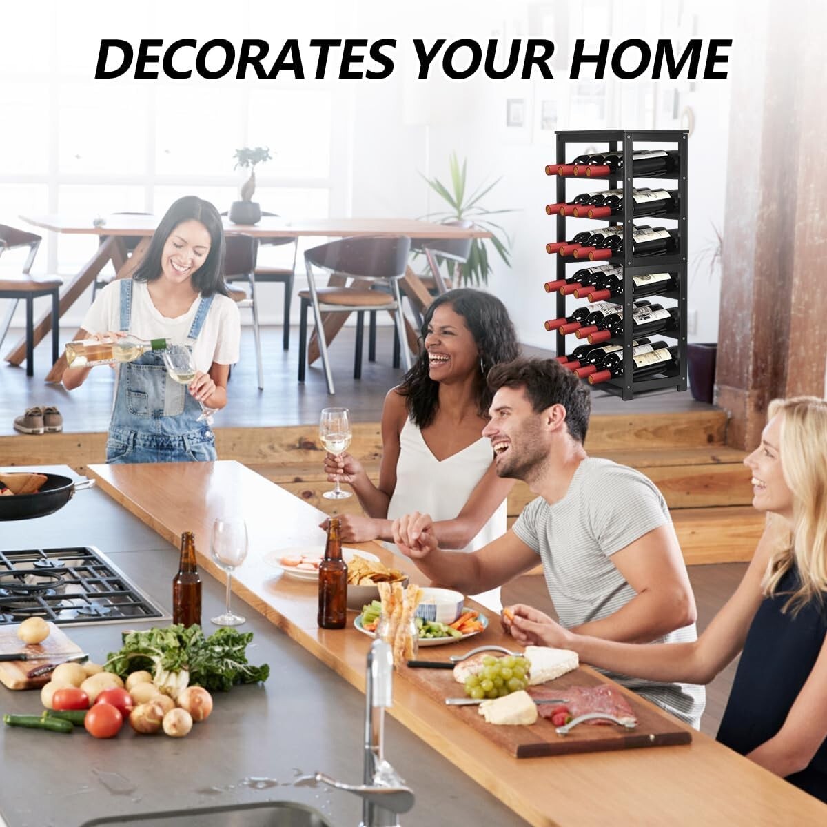 Versatile 6-Tier 24-Bottle Wine Rack: Perfect for Home Bars and Dining Rooms