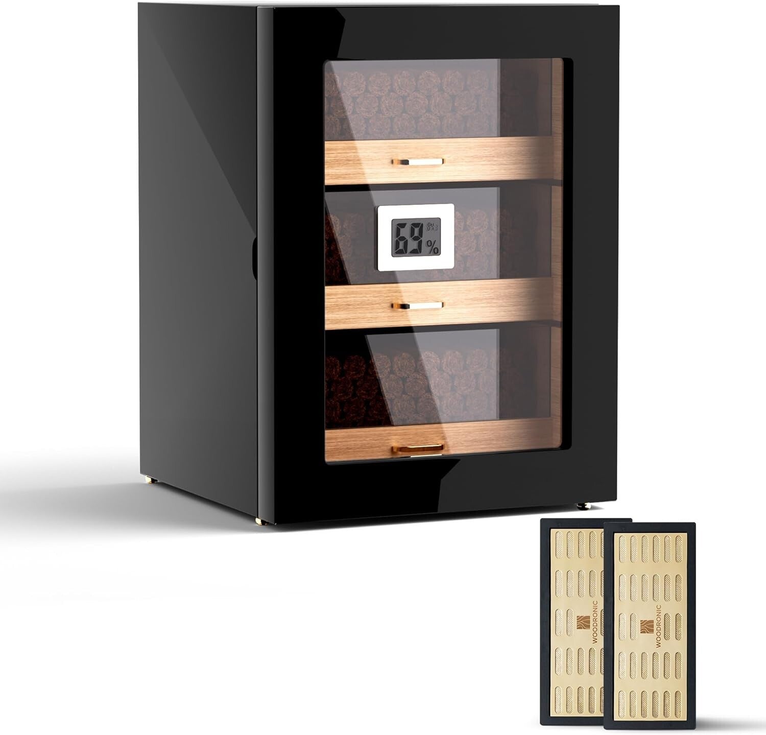 Luxury Desktop Cigar Humidor with Hygrometer & Removable Shelf for 150 Cigars