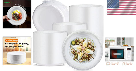 BPA-Free Solid White Dinner Plates, 150 Heavy-Duty Reusable Trays for Events