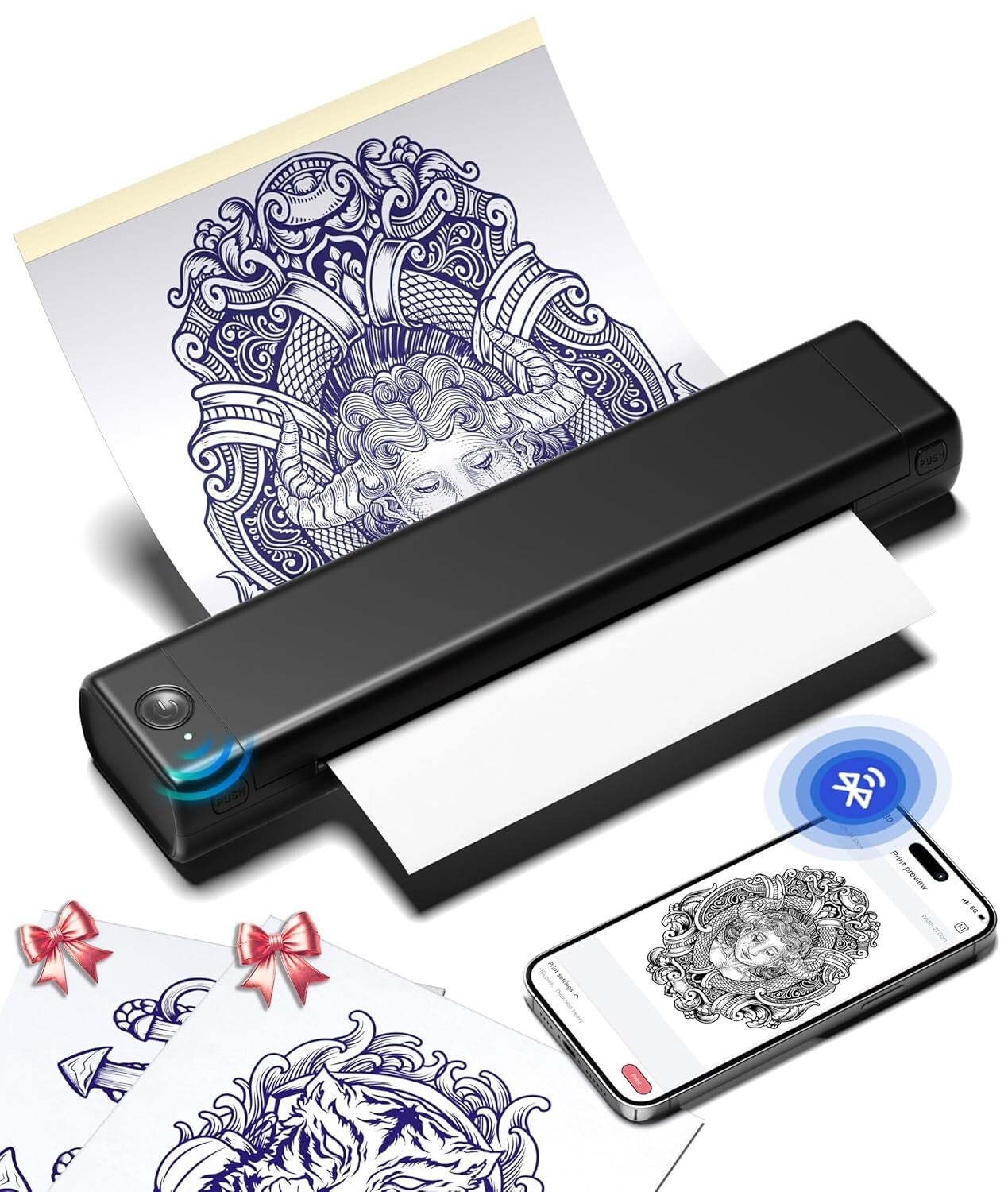 Lightweight Tattoo Stencil Printer M08F - Bluetooth Thermal Printing & 10 Papers