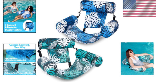 Adjustable Inflatable Floating Chairs - 2 Packs for Ultimate Lake and Beach Fun