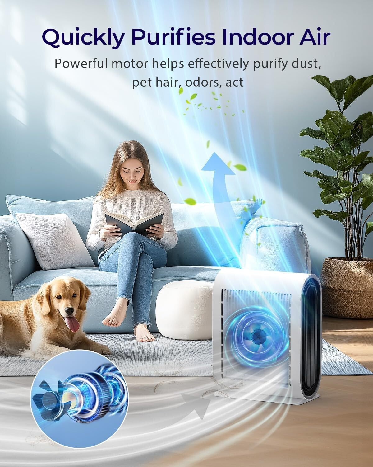 Room Air Purifier with 3-Layer HEPA System – Perfect for Dust, Odors & Smoke