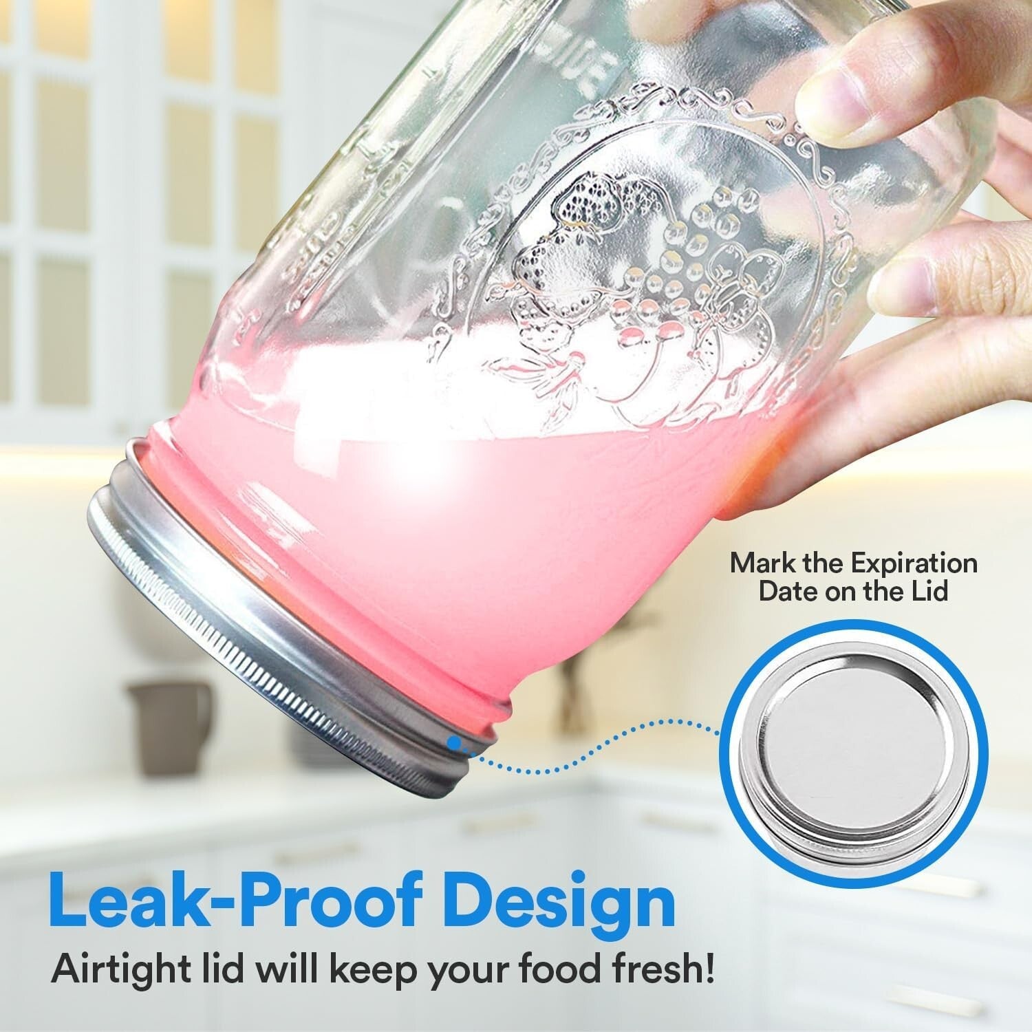 12-Pack Wide Mouth 32 oz Mason Jars - Airtight Seal for Canning & DIY Projects