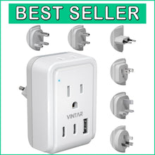 Load image into Gallery viewer, Versatile Travel Adapter Kit with Detachable Plugs &amp; 5-in-1 Charging Capability