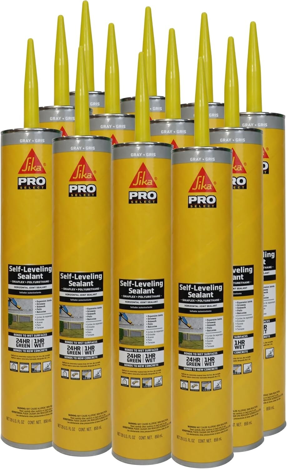 29 Oz Gray Waterproof Self-Leveling Sealant - 12 Pack for Indoor/Outdoor Use