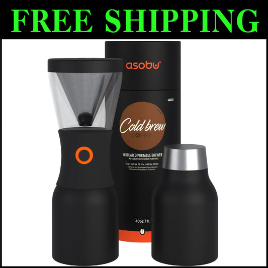 Vacuum Insulated 34oz Cold Brew Coffee Brewer - Perfect for On-the-Go Enjoyment