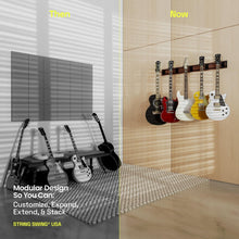 Load image into Gallery viewer, Elegant Guitar Wall Rack for 5 Guitars - Walnut Print Aluminum, Easy Install