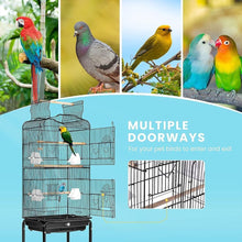 Load image into Gallery viewer, 64-Inch Black Bird Cage with Play Top &amp; Rolling Stand for Parrots and More