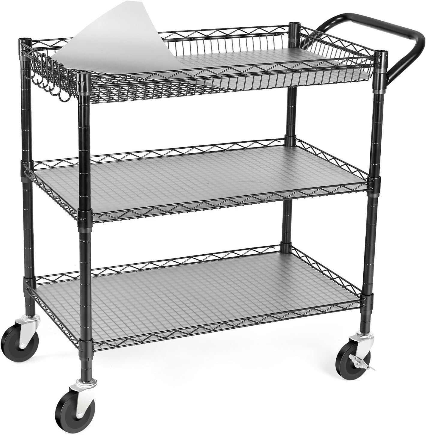 Versatile 990Lbs Capacity Metal Trolley with Silent Casters - Ideal for Kitchens