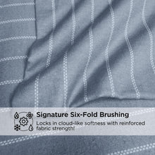 Load image into Gallery viewer, Ultra-Soft Brushed Cotton Flannel Sheet Set - Queen, Deep Pocket, Grey Stripes