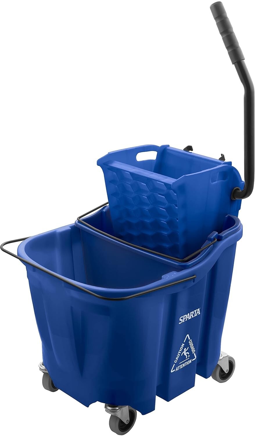Commercial Mop Bucket with Non-Marking Casters and Side Press Wringer - 35 Quart