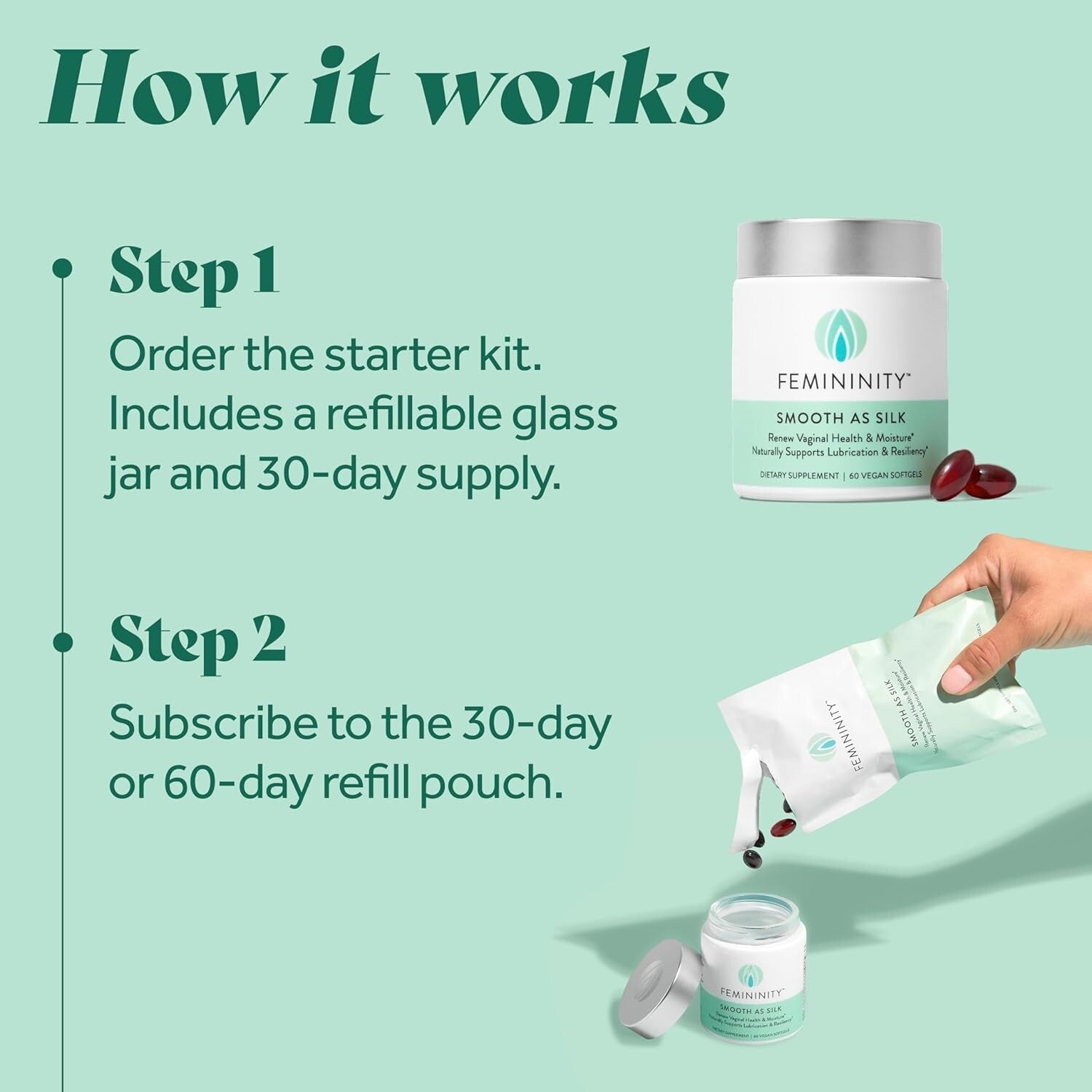 Daily Hydration Softgels: Femininity Smooth as Silk 60ct for Women's Wellness