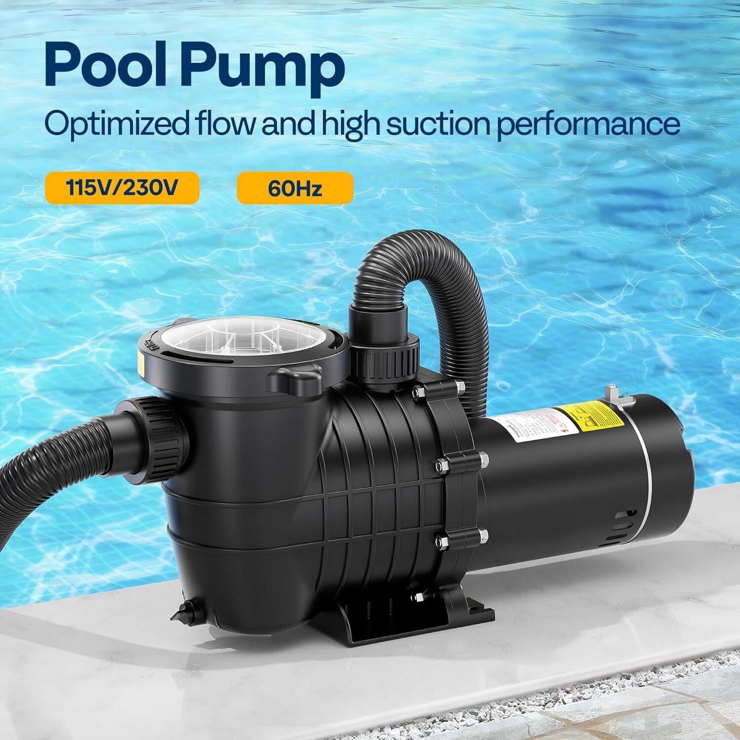 Reliable 2.0HP Stainless Steel Pool Pump with 3 Connector Options, Self-Priming