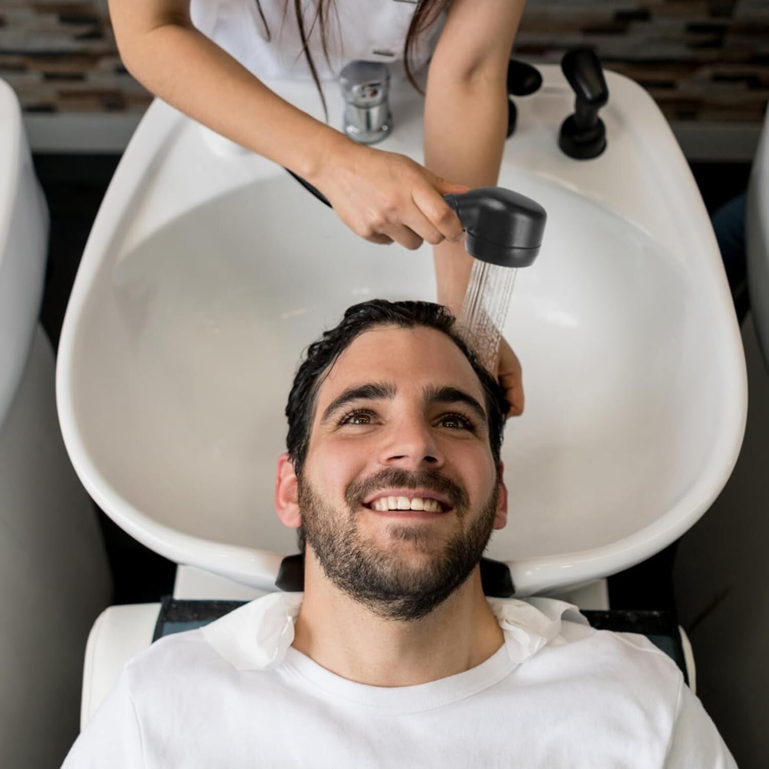 Chrome Brass Salon Shampoo Bowl Faucet & Sprayer Kit - Easy Install with Adapter