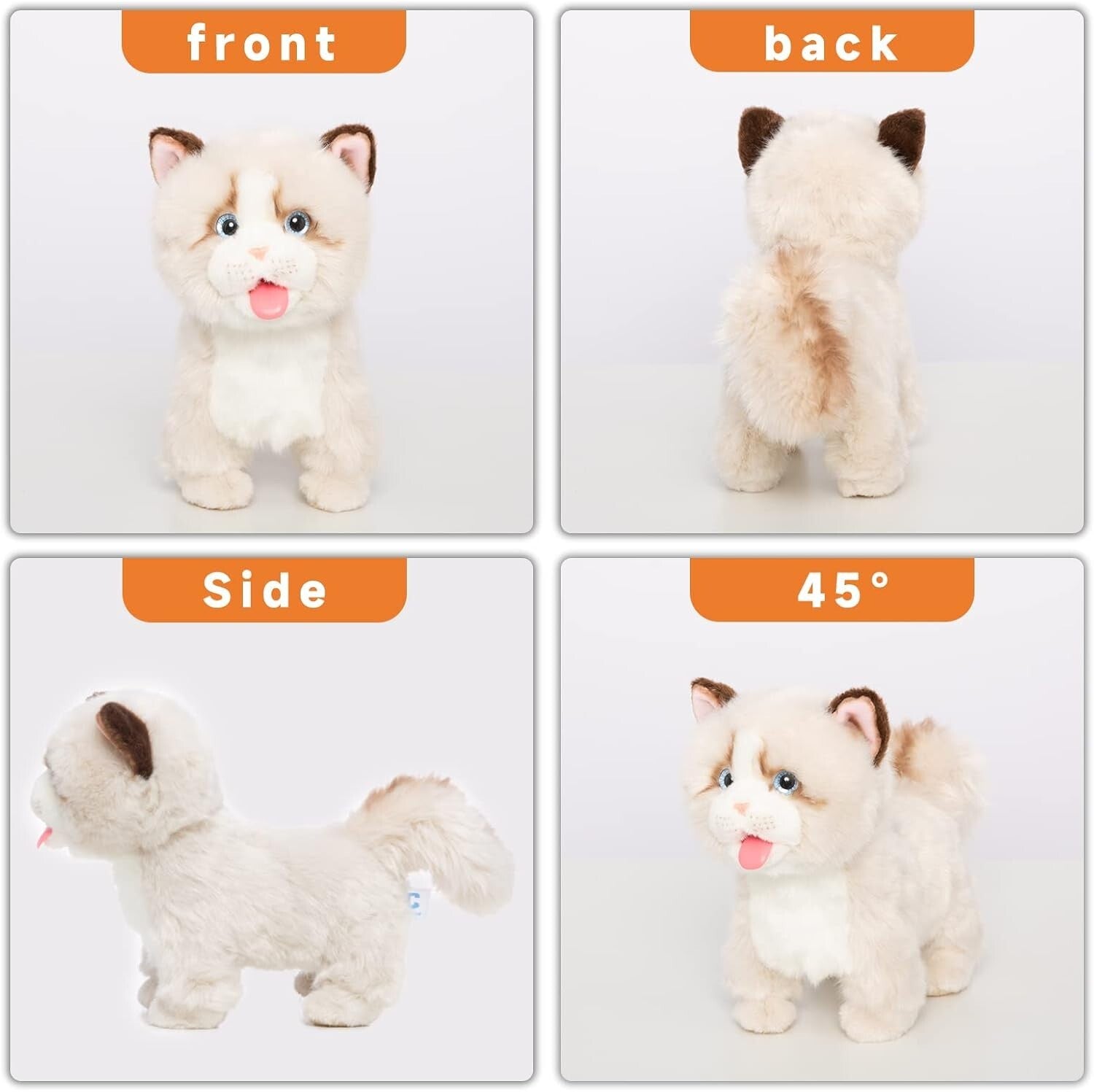 Realistic Robotic Ragdoll Cat with Barking and Wagging Tail - Gift for Kids