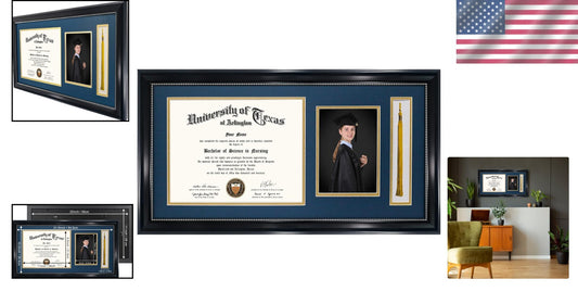 Stylish Diploma Frame with Tassel & 5x7 Photo Space - Perfect Graduation Gift