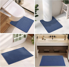 Load image into Gallery viewer, Elegant Quick Dry Navy Blue Bath Mat - Washable Non-Slip Runner Rug 24x60