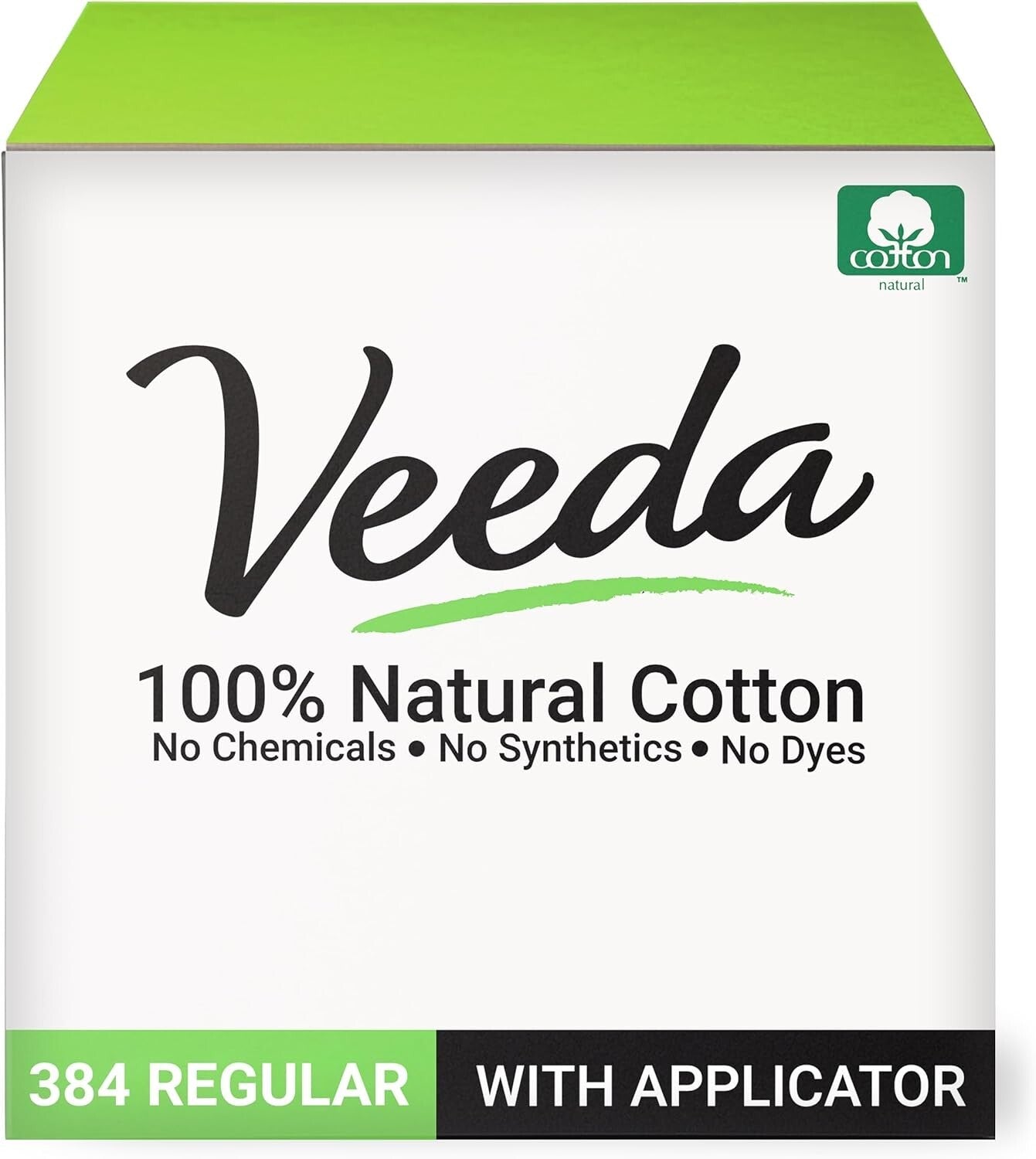 100% Natural Cotton Regular Tampons with Leak-Proof Protection - 384 Count