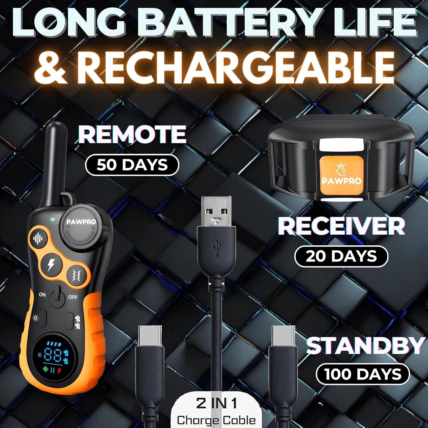 Rechargeable Dog Shock Collar - 4-Mile Range & Beep, Vibration, Shock Modes