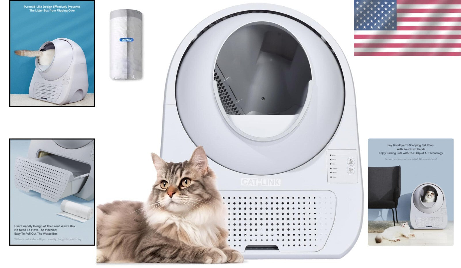 Ultimate Self-Cleaning Litter Box for Multiple Cats - Safe, Convenient, White