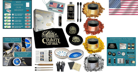 All-in-One Kintsugi Ceramic Repair Kit with Epoxy Glue, Tools & Instructions