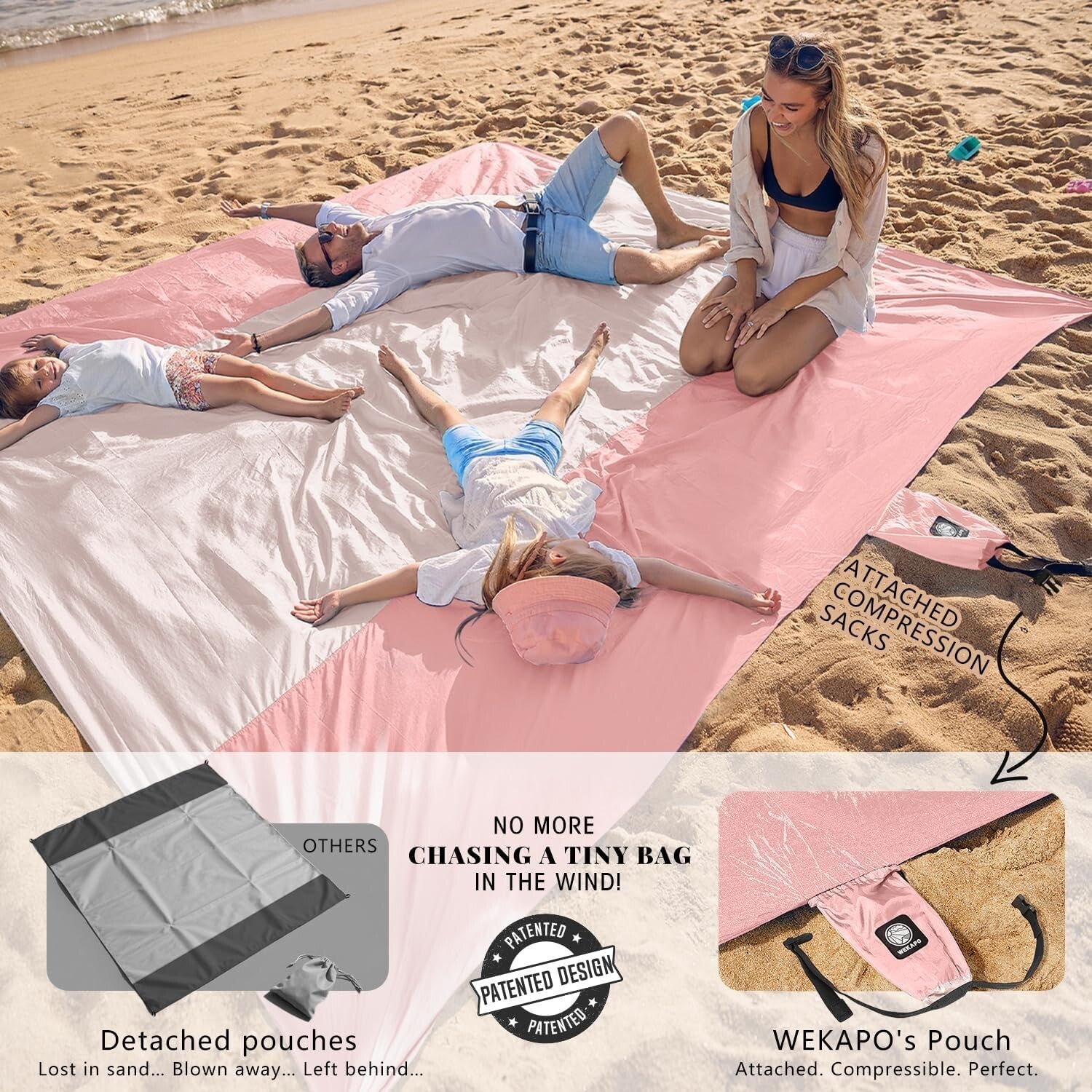 Extra Large Sandproof Beach Blanket - Lightweight, Water Resistant and Compact