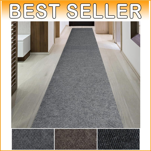 Versatile Hallway Runner - Eco-Friendly Non-Slip 3ft x 8ft Carpet in Grey