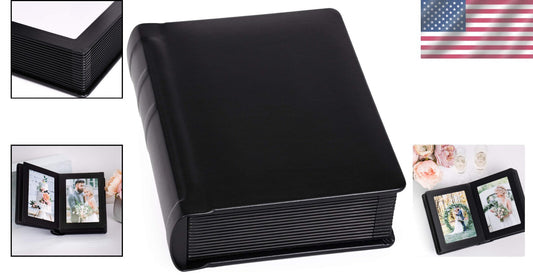 Elegant 5x7 Leatherette Photo Album for Weddings - 15 Pages in Black