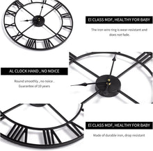 Load image into Gallery viewer, Elegant 18-Inch Retro Roman Numeral Wall Clock - Almost Silent Silver Decor