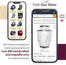Load image into Gallery viewer, Large Decorative Burial Urn for Human Ashes - Opal Finish with Silver Lining