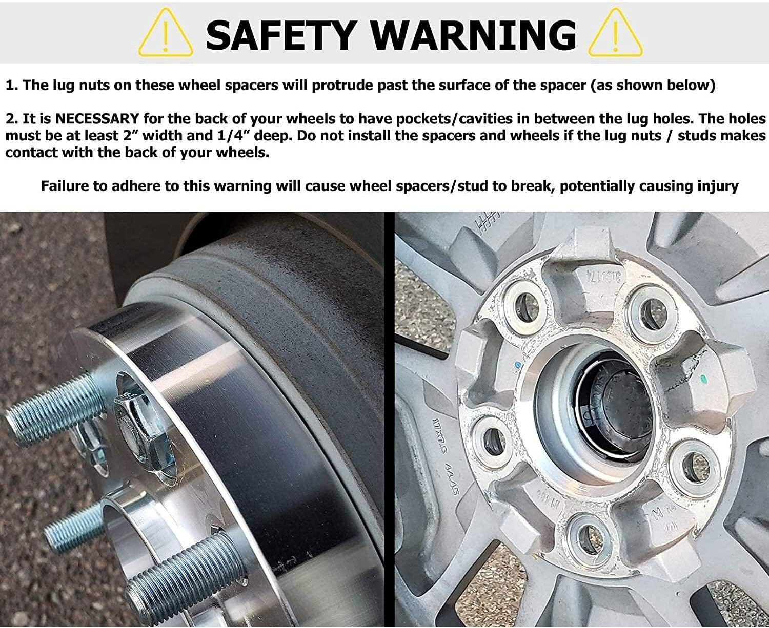 CNC Machined Black 2 Inch Wheel Spacers with Forged 6061-T6 Aluminum - Set of 4