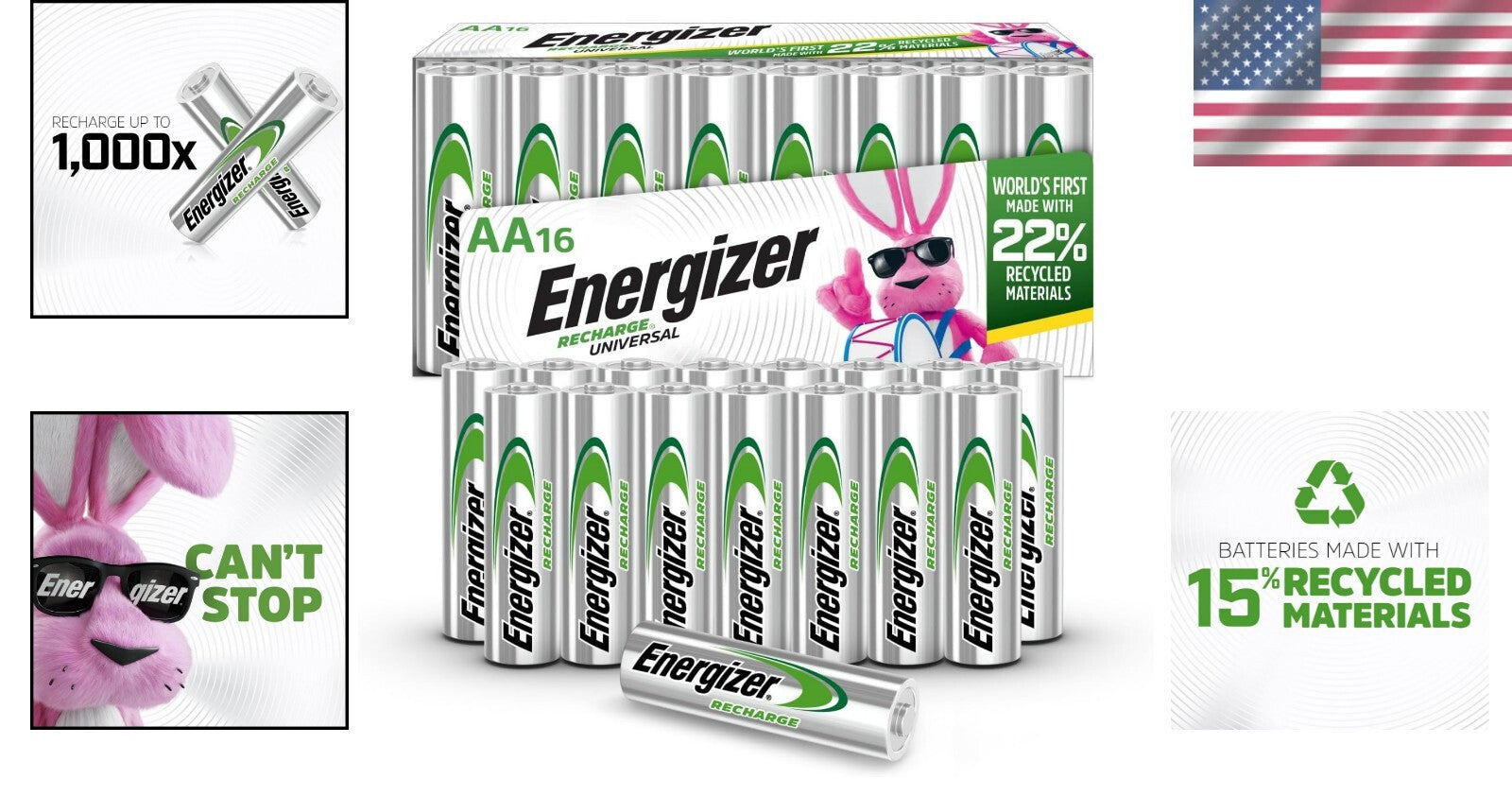 16 Count Rechargeable AA Batteries with Leak-Proof Design & 5-Year Lifespan