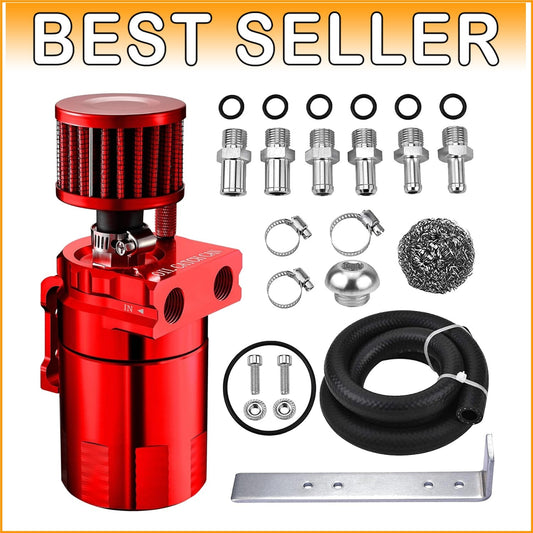 Durable Oil Catch Can Kit 300ml - Universal Fit with Breather Filter Included