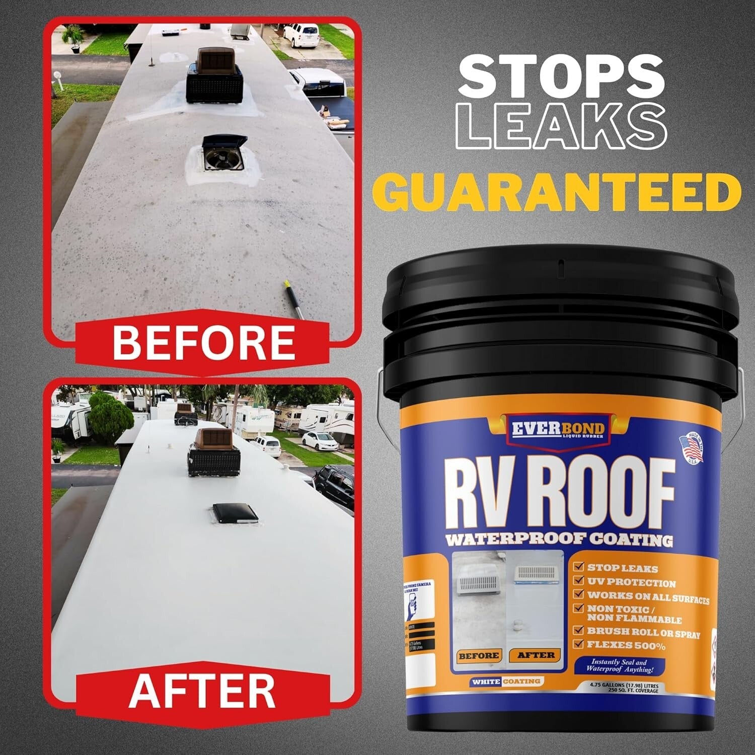 4.75 Gallon RV Roof Coating - Durable Liquid Sealant for Maximum Roof Defense