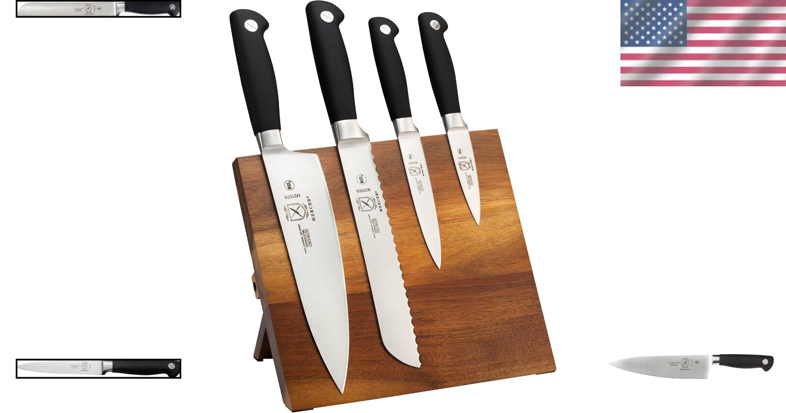 Ergonomic Genesis 5-Piece Kitchen Knife Set with 10-Inch Bread Knife and Magnet