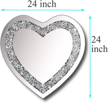 Load image into Gallery viewer, Stunning 24" Frameless Heart-Shaped Mirror with Acrylic Diamonds - Home Decor