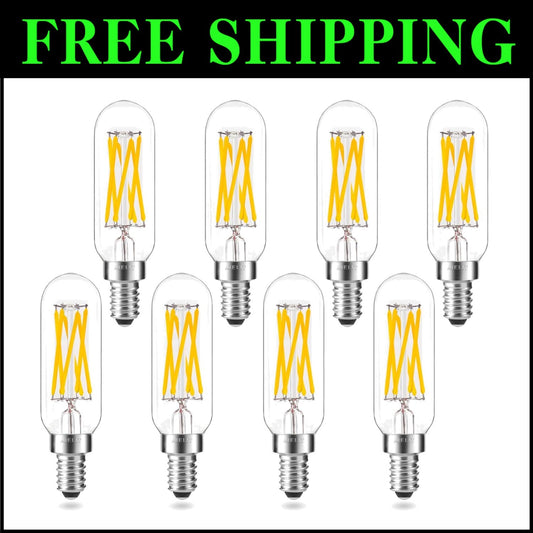 Smooth Dimming Antique Glass T8 LED Bulbs, 3000K Soft White, 8-Pack E12 Base