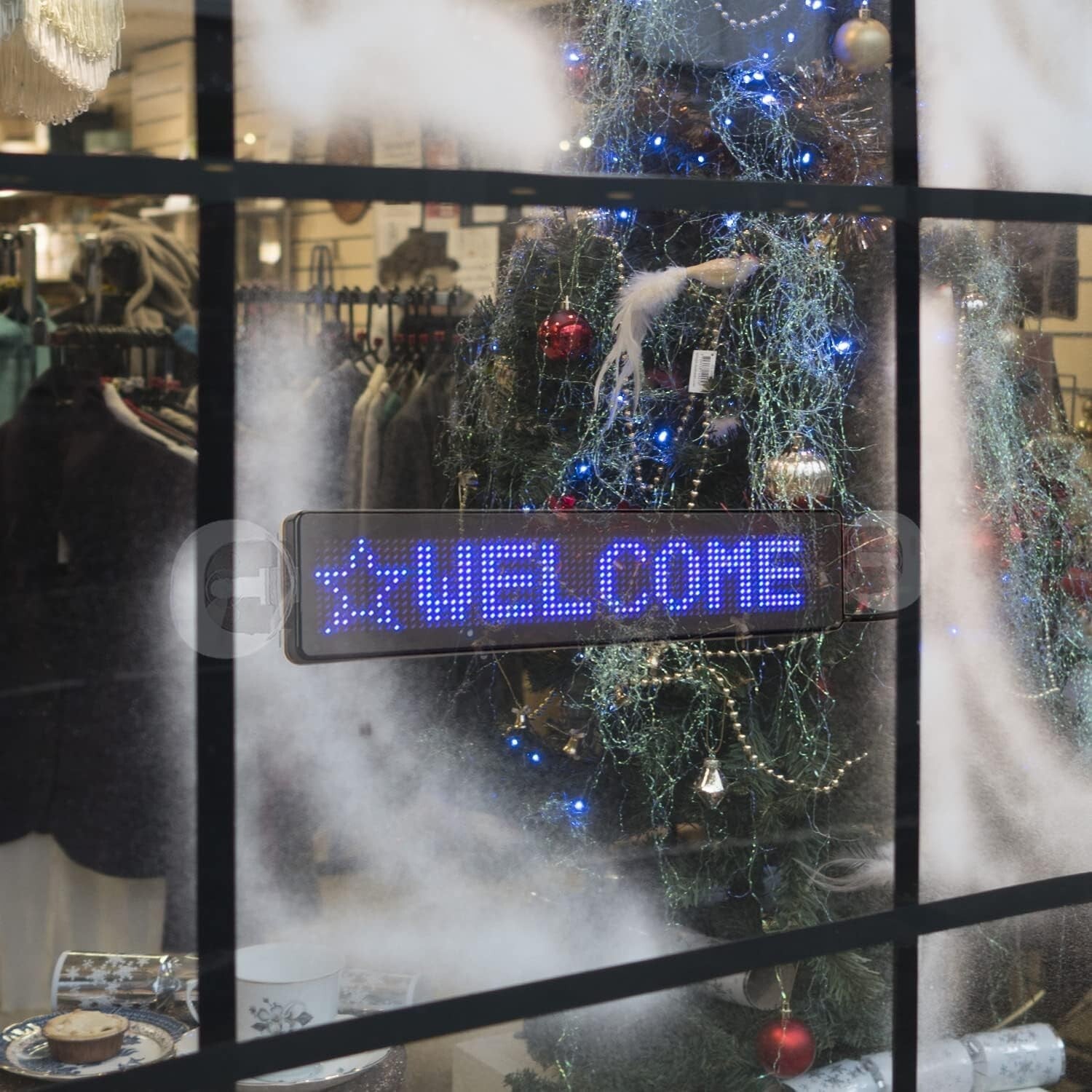 Customizable LED Window Sign - 9" Blue Display for Car, Taxi, Storefront