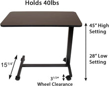 Load image into Gallery viewer, Rolling Bedside Table with Walnut Finish - Ideal for Reading, Eating &amp; Computing