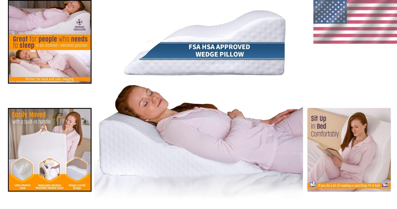 Elevated Memory Foam Wedge Pillow – Unique Curved Design for Back & Knee Support