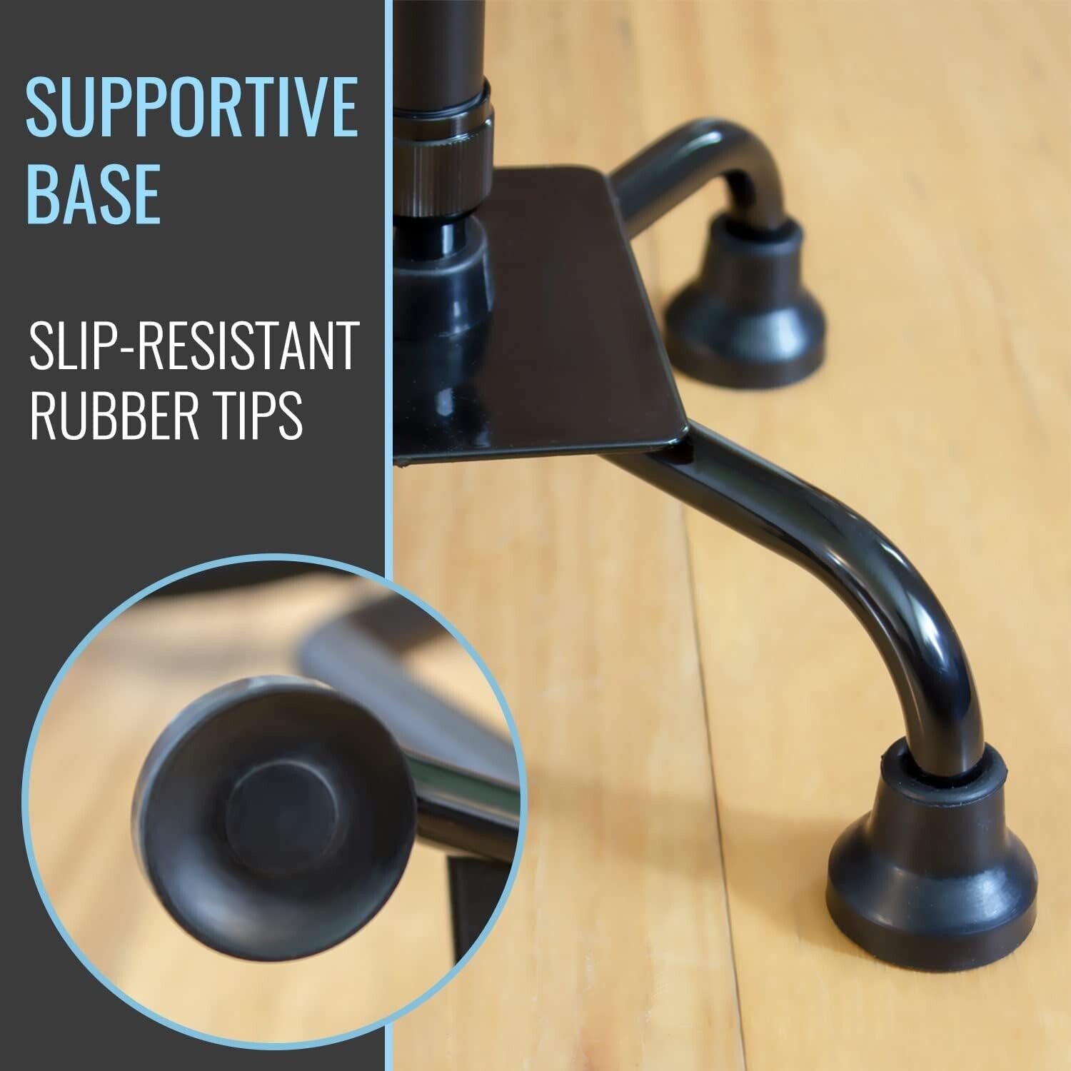 Durable Quad Walking Cane with Foam Handles for Enhanced Stability & Comfort