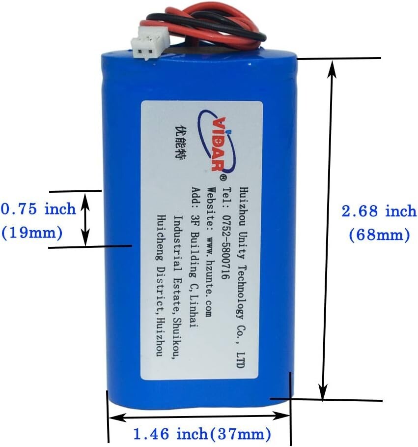 6600mAh 3.7V Rechargeable Li-ion Battery with JST Plug - Real Capacity Assurance