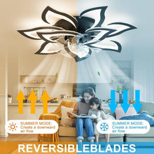 Load image into Gallery viewer, 32-Inch Black Flower Ceiling Fan with Remote &amp; Light - Ideal for Modern Homes