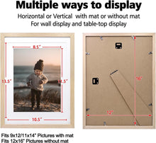 Load image into Gallery viewer, Natural Finish 12x16 Wall Frames with Mat - Ideal for Home Display, Set of 4