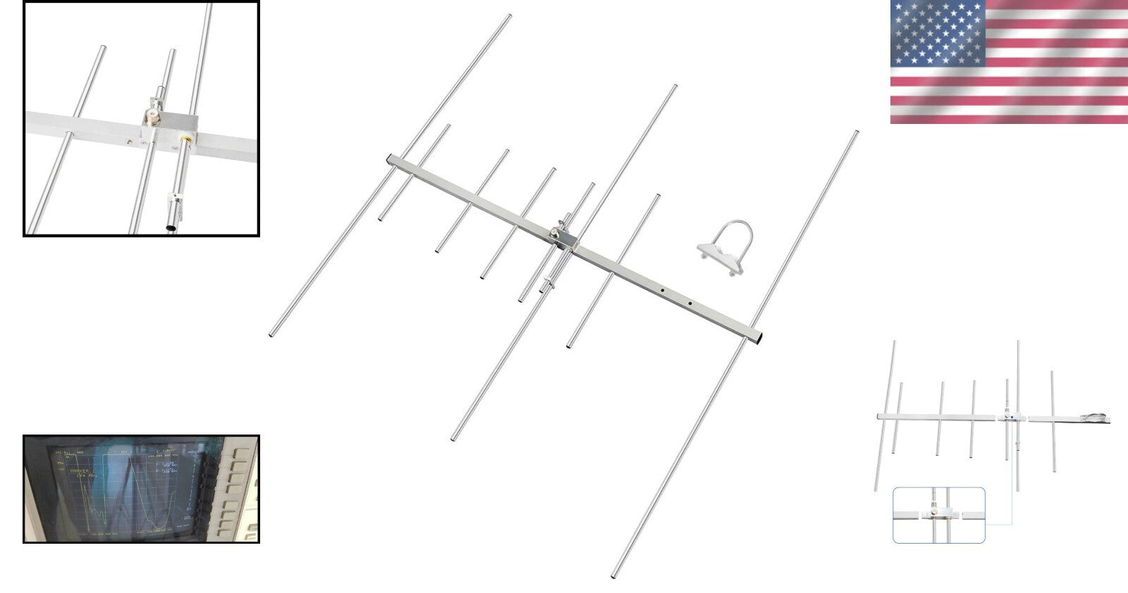 Dual-Band 9.5/11.5dBi Yagi Antenna for VHF/UHF - 100W Power, 8 Element Beam